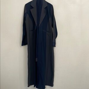 Women’s Black Hijab Trench Coat - Classic Long Open Front Abaya